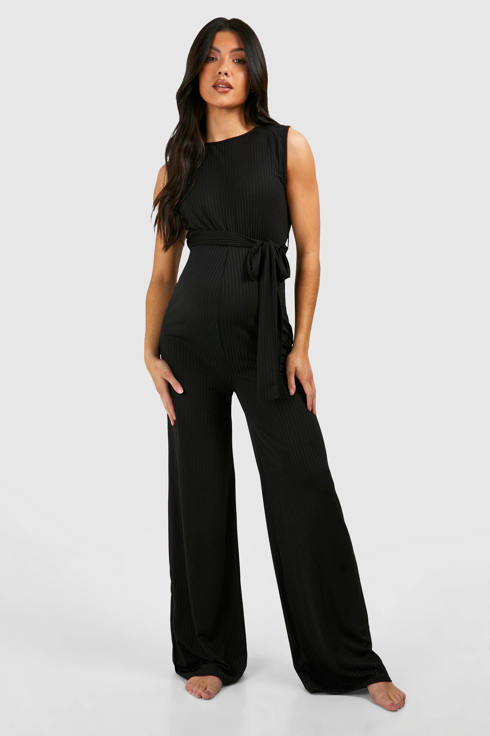 boohoo Combinaison de maternité à côtes, sans manches, avec ceinture pour se détendre
