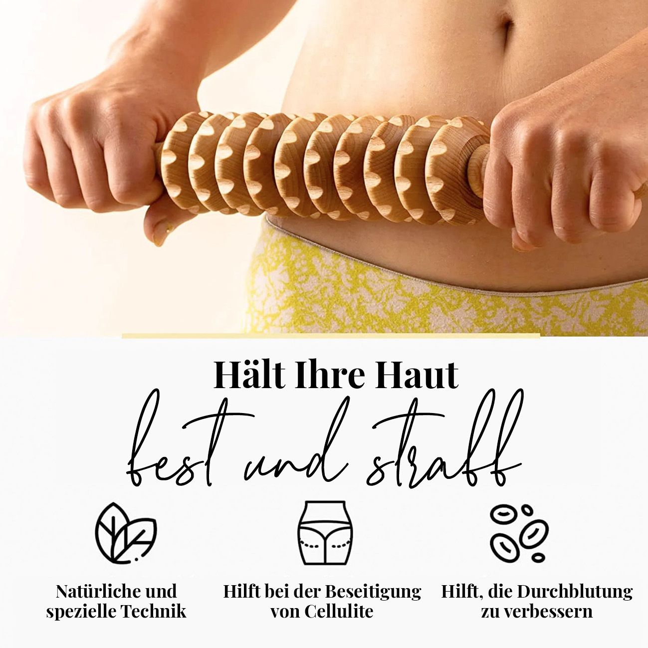 tuuli Holz-Cellulite-Massage-Körperroller Lymphatic Drainage Massager Maderotherapie