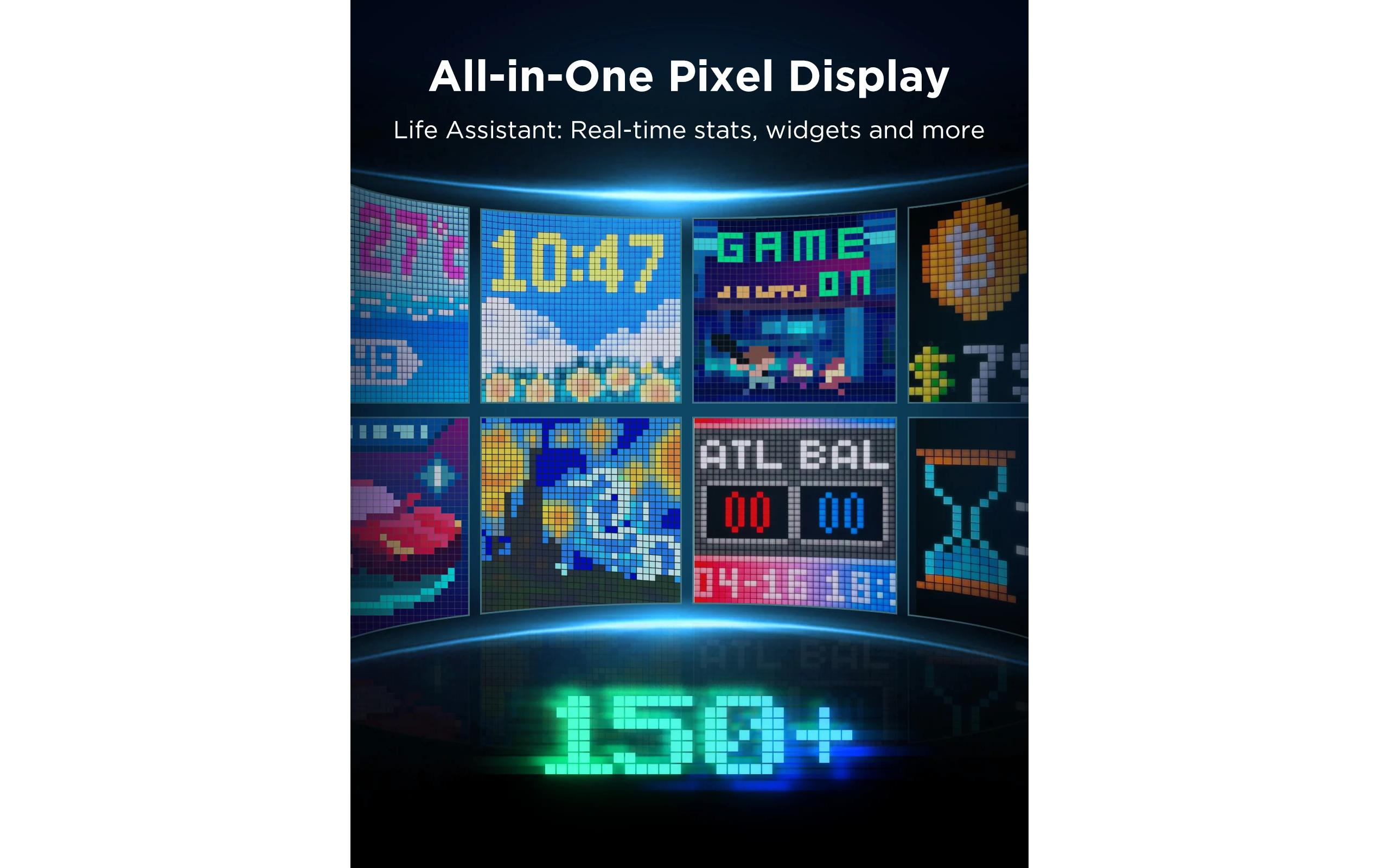 Gaming-Pixel-Licht 13.5 x 13.5 cm<br>Pixelkunst, Echtzeitinfos und Gaming-Sync in einem smarten Lichtgerät