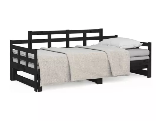 Lit coulissant sans matelas noir 2x(90x200) cm