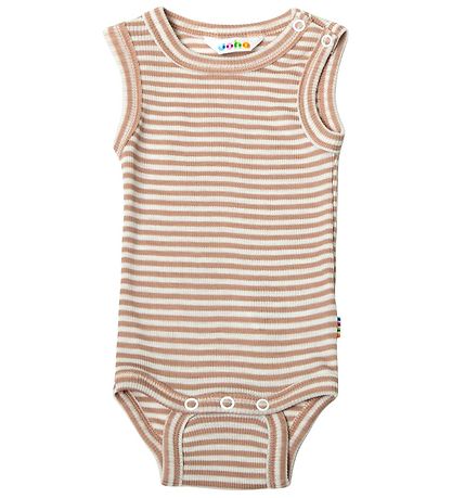 Joha Body ohne Ärmel - Wolle/Seide - Rib - Braun/Weiß