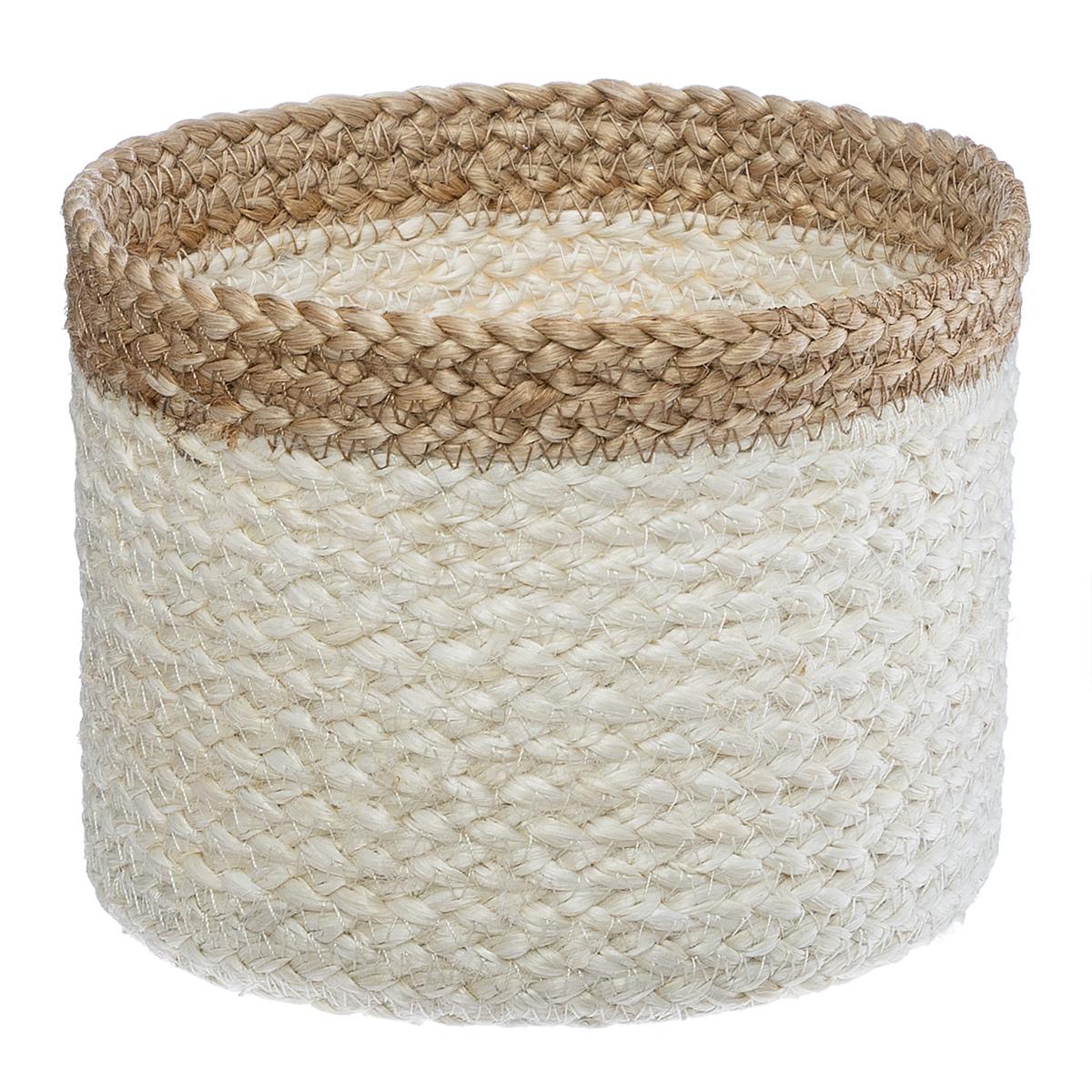 PETIT PANIER JUTE BLANC D.16X12.3CM