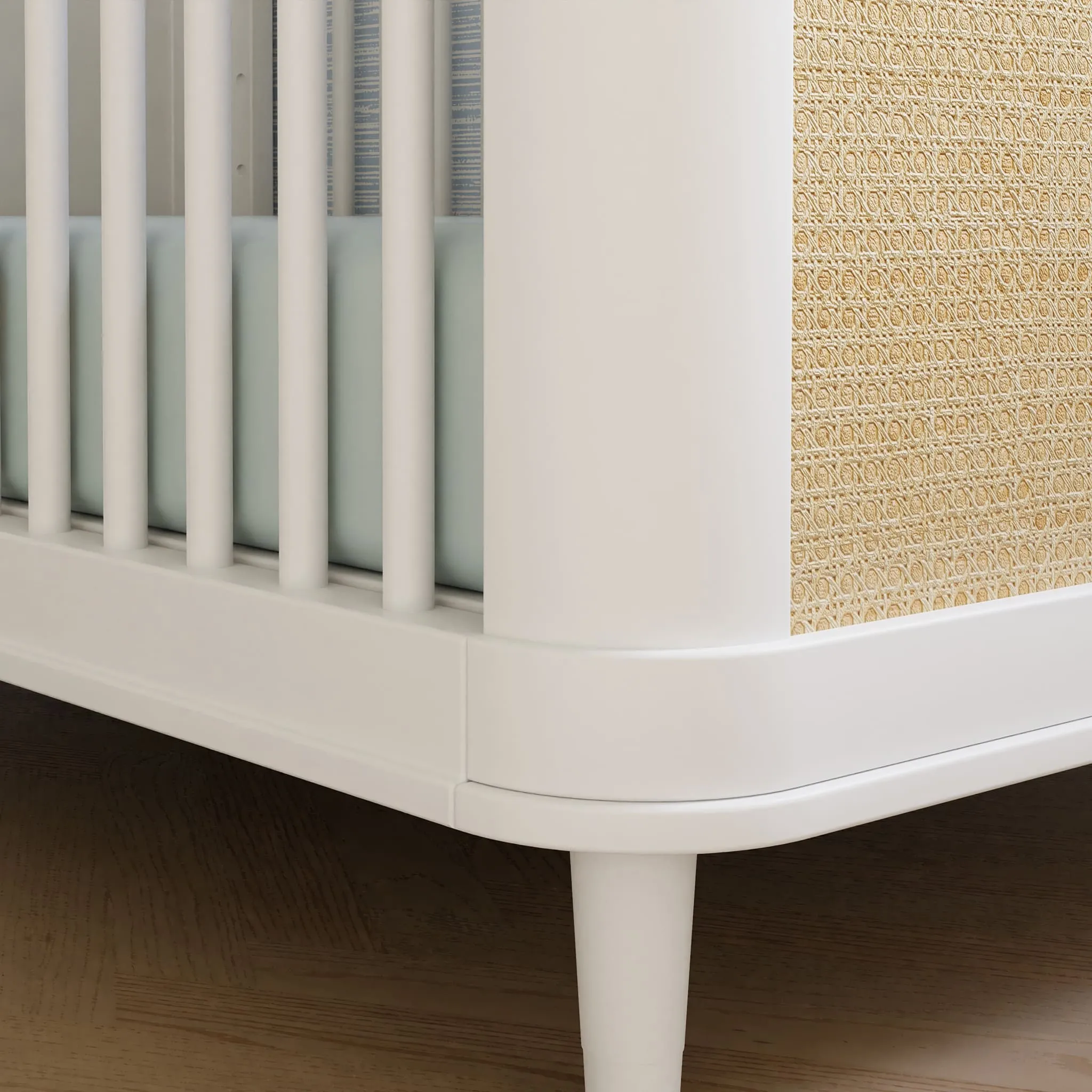 DaVinci Couchette Convertible 3-en-1 Marin - Blanc Chaud et Rotin