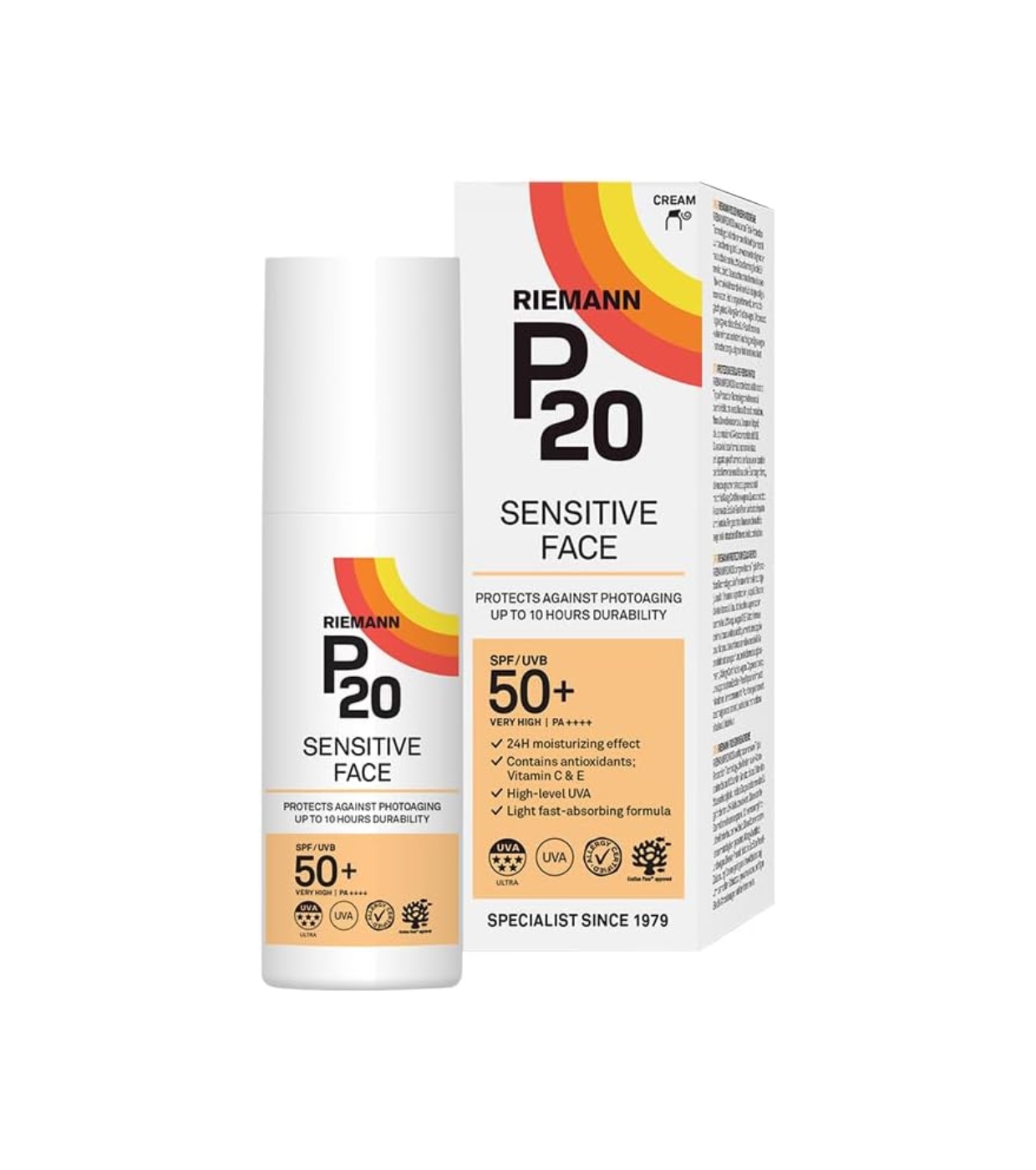 P20 - Protetor solar facial Sensitive Face SPF50+ PA++++ - 50g