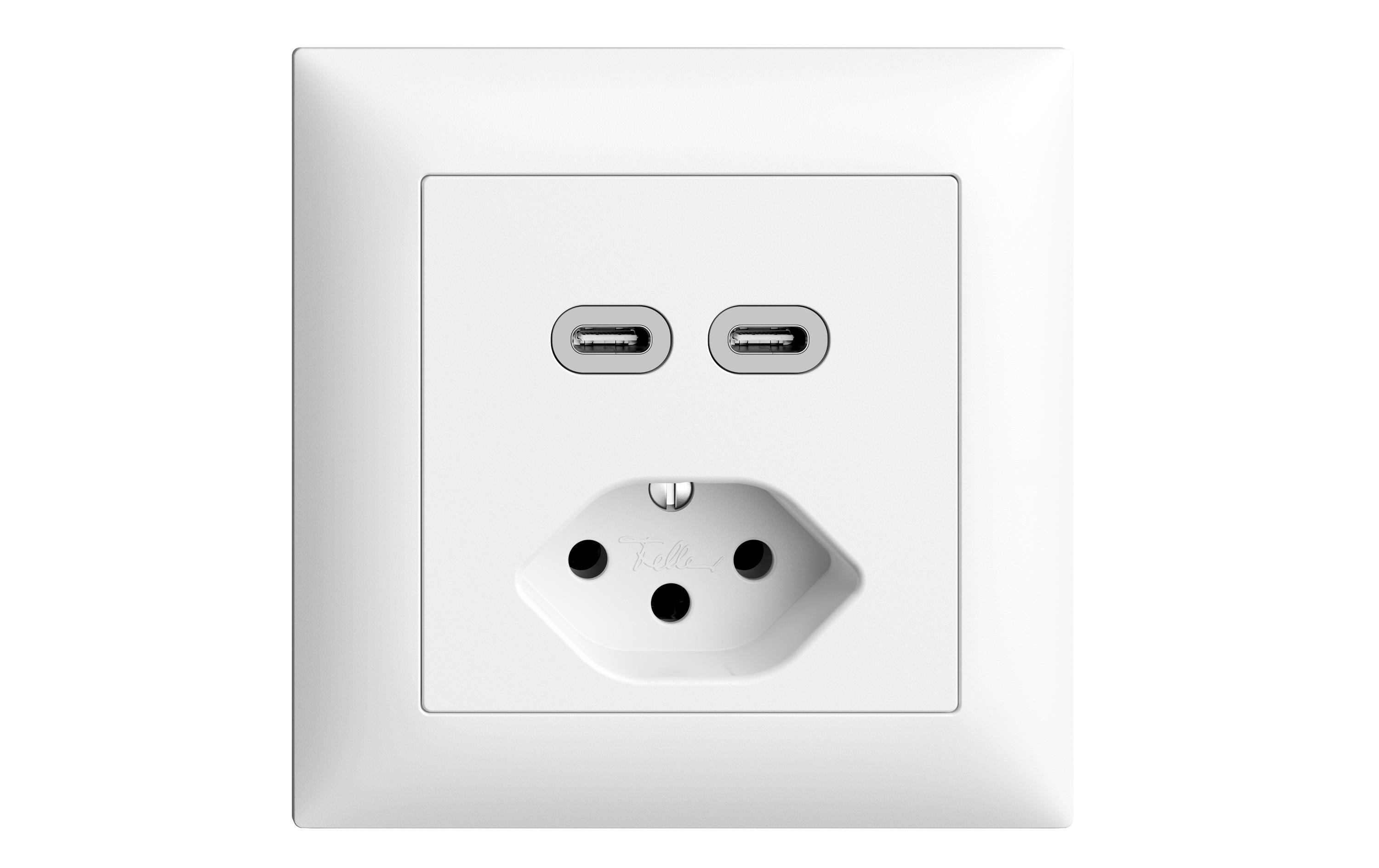 Steckdose 2x USB-C 3 A, 15 W<br>EDIZIOdue colore 2x USB C/T13 Kombination 3.0A