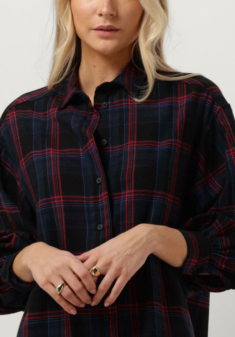 BY-BAR donkerblauwe by-bar midi jurk sarah check dress