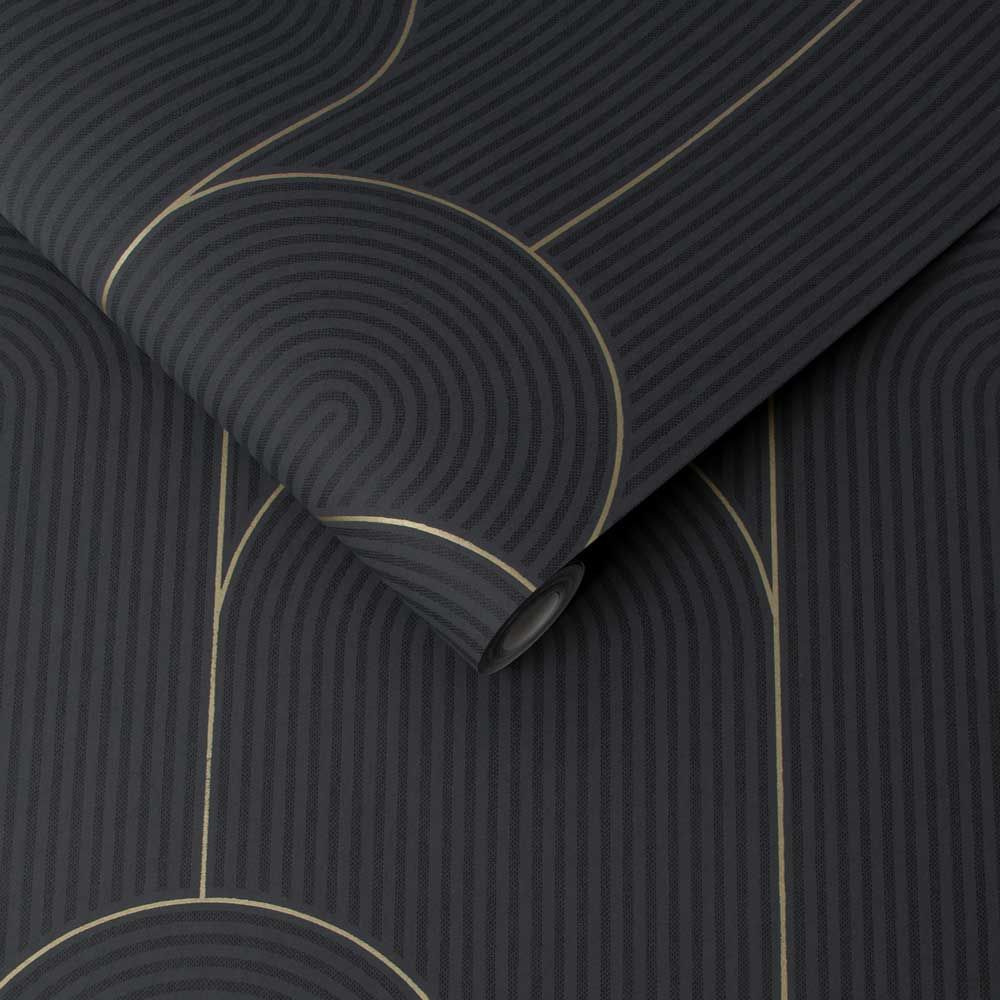 Graham & Brown Vliesbehang - Lancet Black & Gold - 10mx52cm