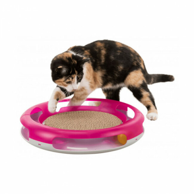 Plateau de jeu Race & Scratch avec balle et griffoir pour chat Trixie
