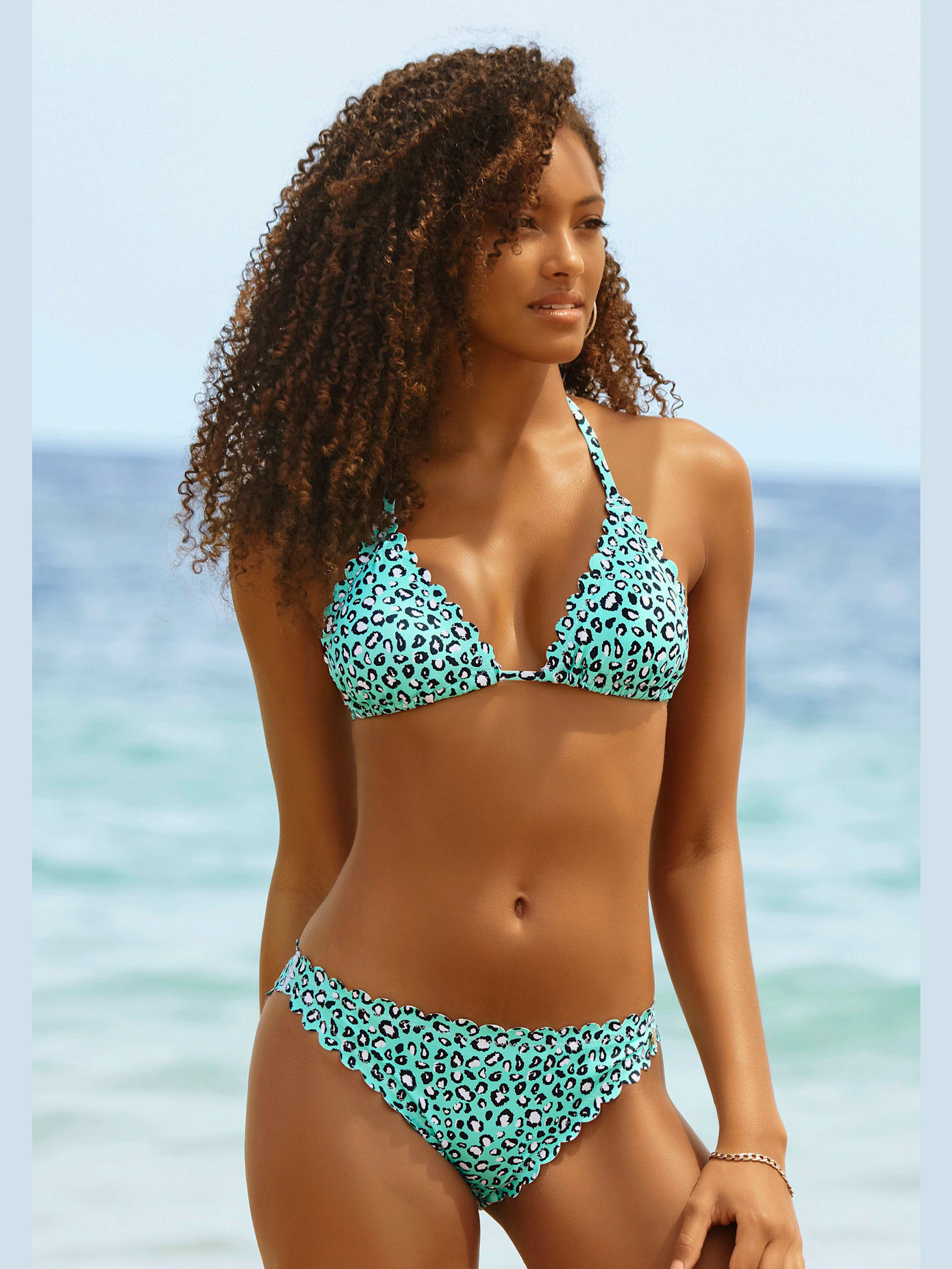 Haut de bikini triangle imprimé animal coloré