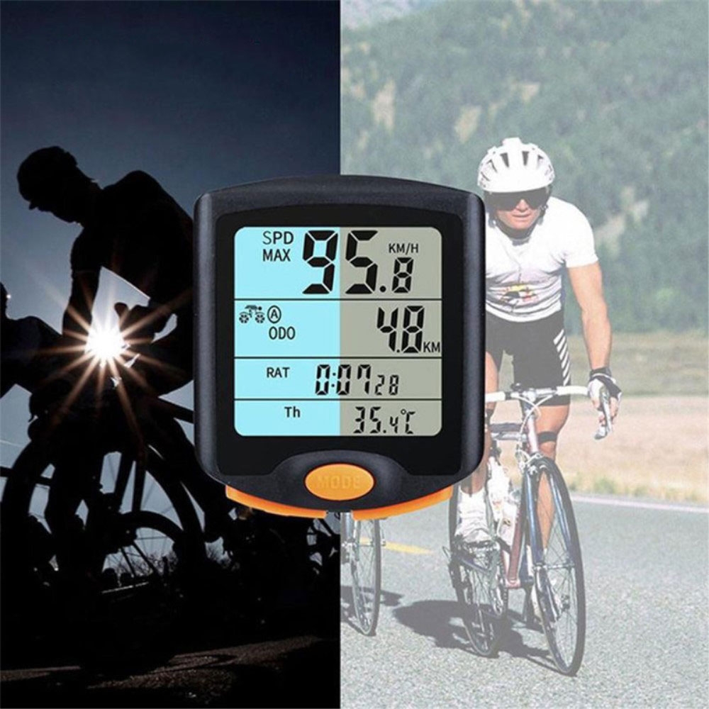 Digitaler Fahrrad Tacho Geschwindigkeitsmesser Velo Temperatur / Kilometer Messgerät mit LCD Anzeige   Hintergrundbeleuchtung