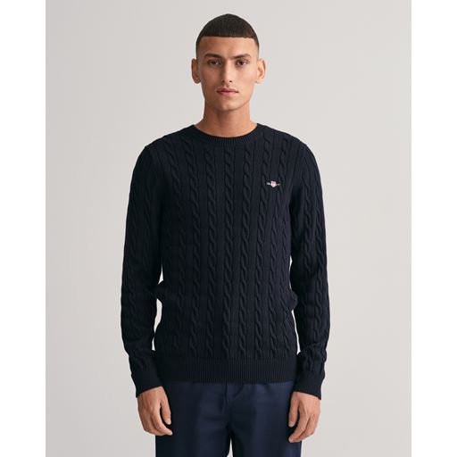 GANT Crewneck Striktrøje, Evening Blue, 4XL