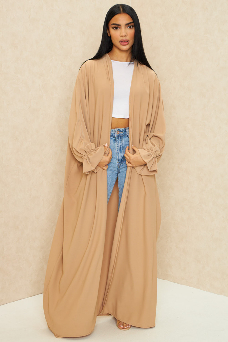 Kimono long ouvert beige