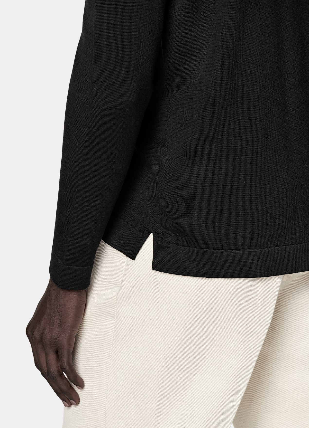 Cardigan col polo à manches longues noir