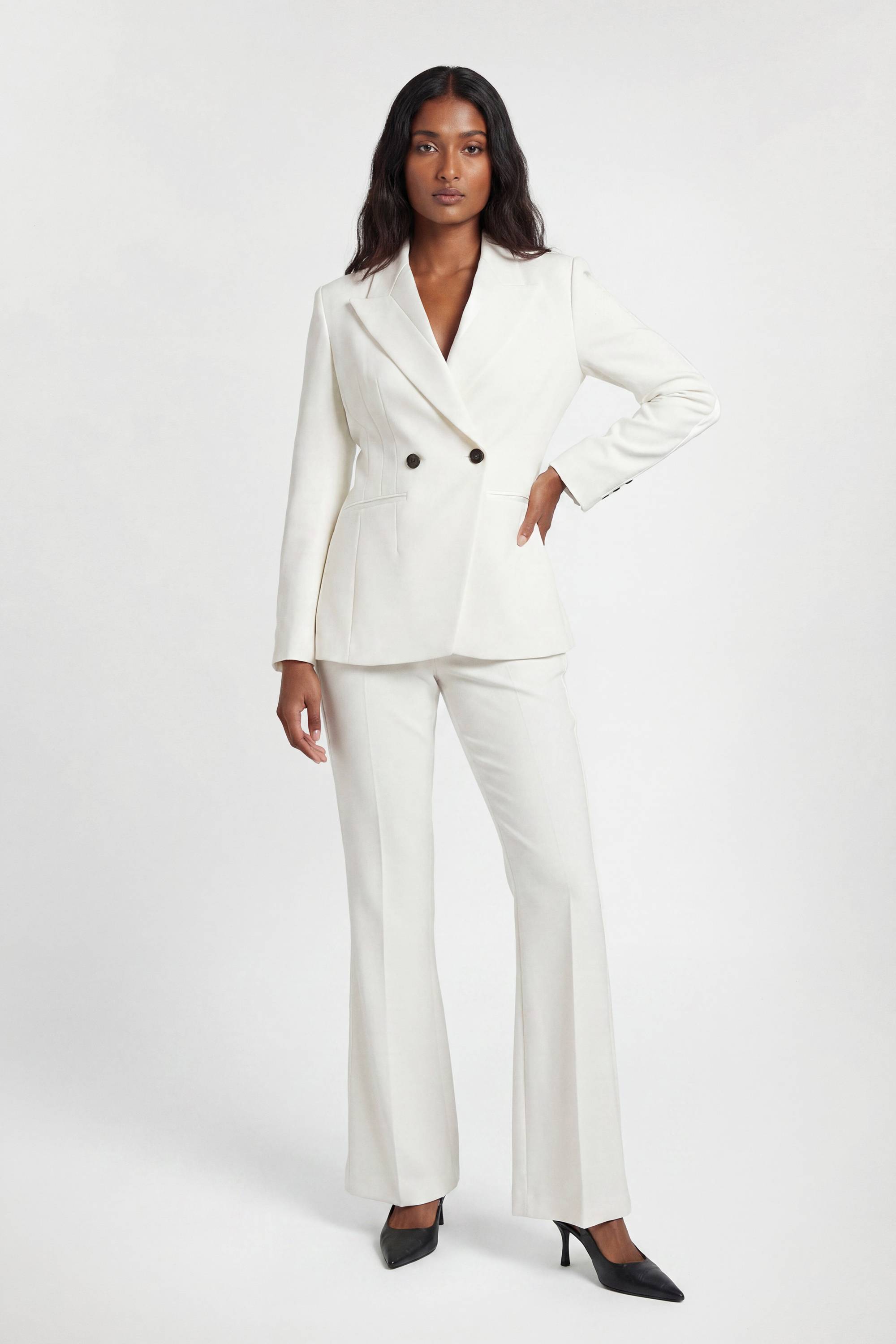KarenMillen Pantalon Droit Tailleur En Satin Stretch Compact Côté Petite