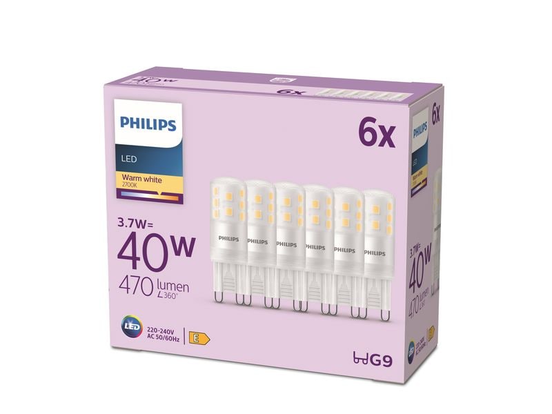 Philips LED Brenner, 40W, G9 x 6, 2700K Warmweiss Leuchtmittel