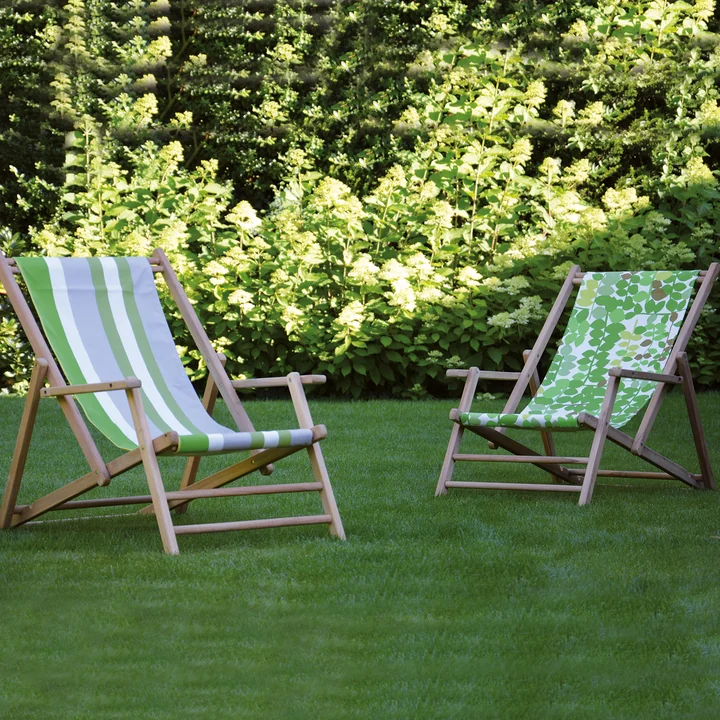 Jan Kurtz - Maxx Deckchair Teakholz, Bezug Designers Guild Streifen taupe