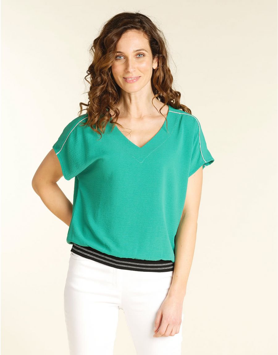 Top vert blousant