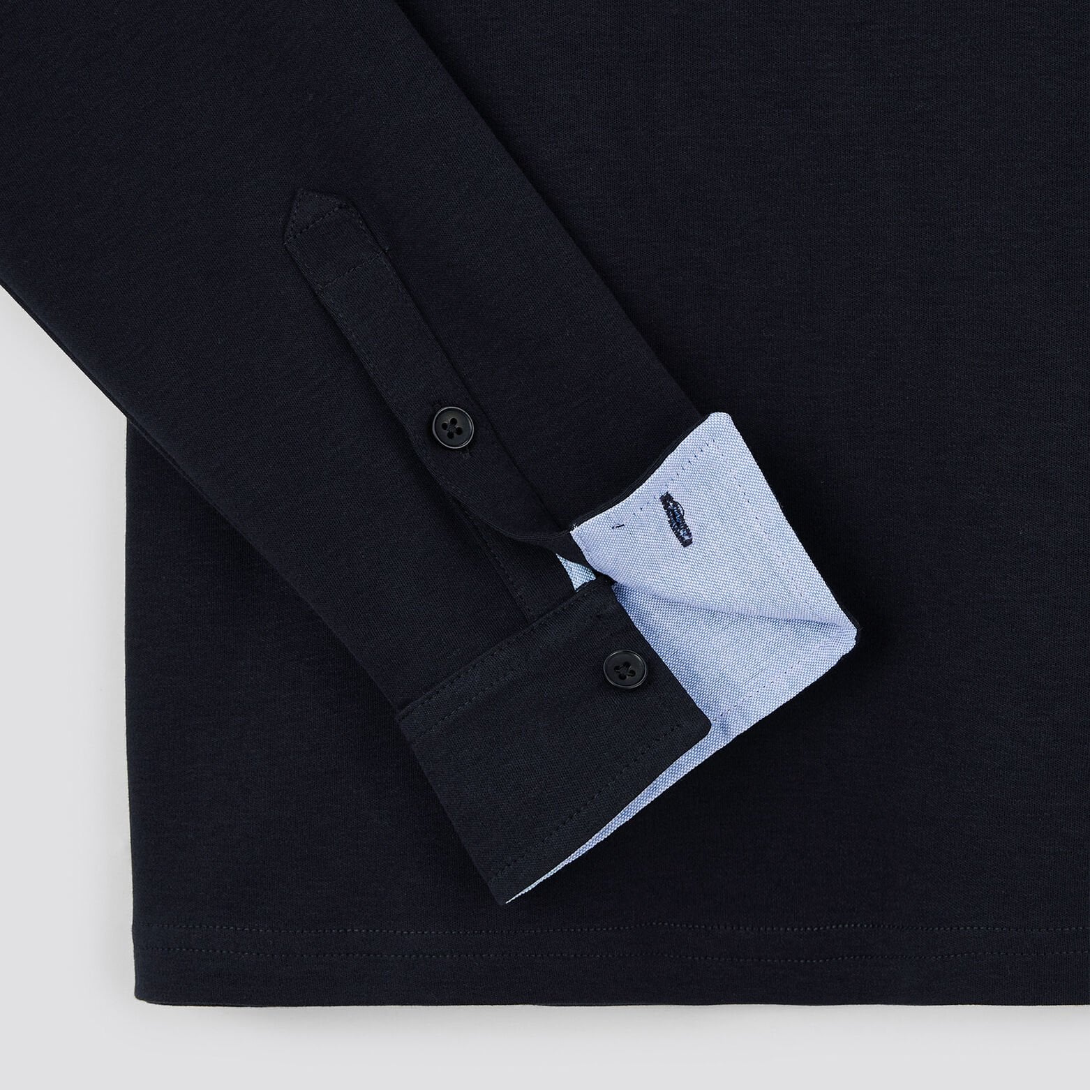 Polo manches longues interlock uni Bleu foncé