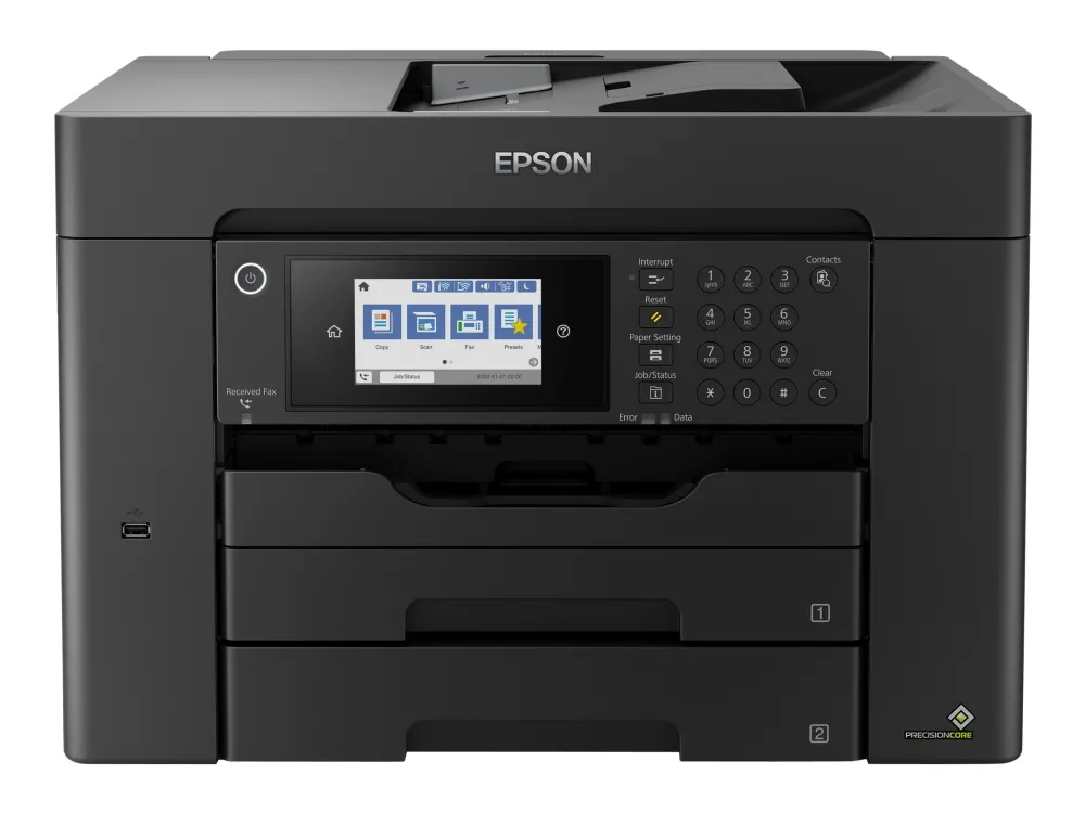 Epson WorkForce WF-7840DTWF - Multifunktionsprinter - farve - blækprinter - A3 (297 x 420 mm) (original) - A3 (medie) - op til 25 spm (udskriver) - 550 ark - 33.6 Kbps - USB 2.0, LAN, Wi-Fi(n), USB vært