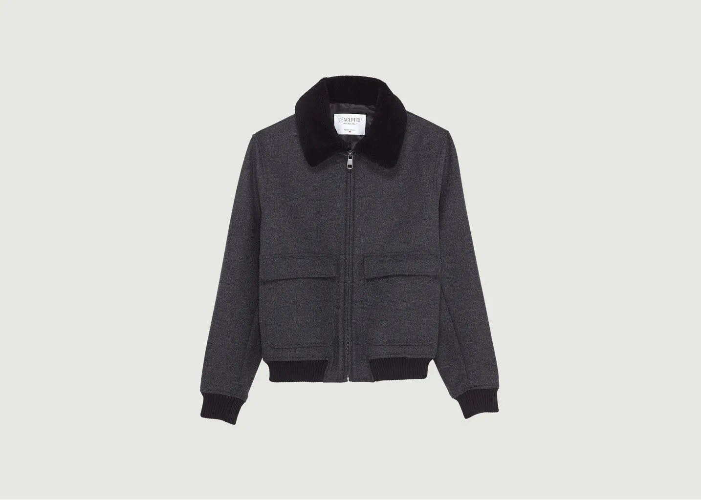 Blouson col effet mouton en laine vierge fabriqué en France L'Exception Paris