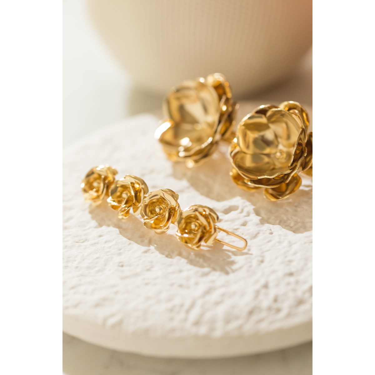 mini barrette fleurs doré à l'or fin - AGLAÉ