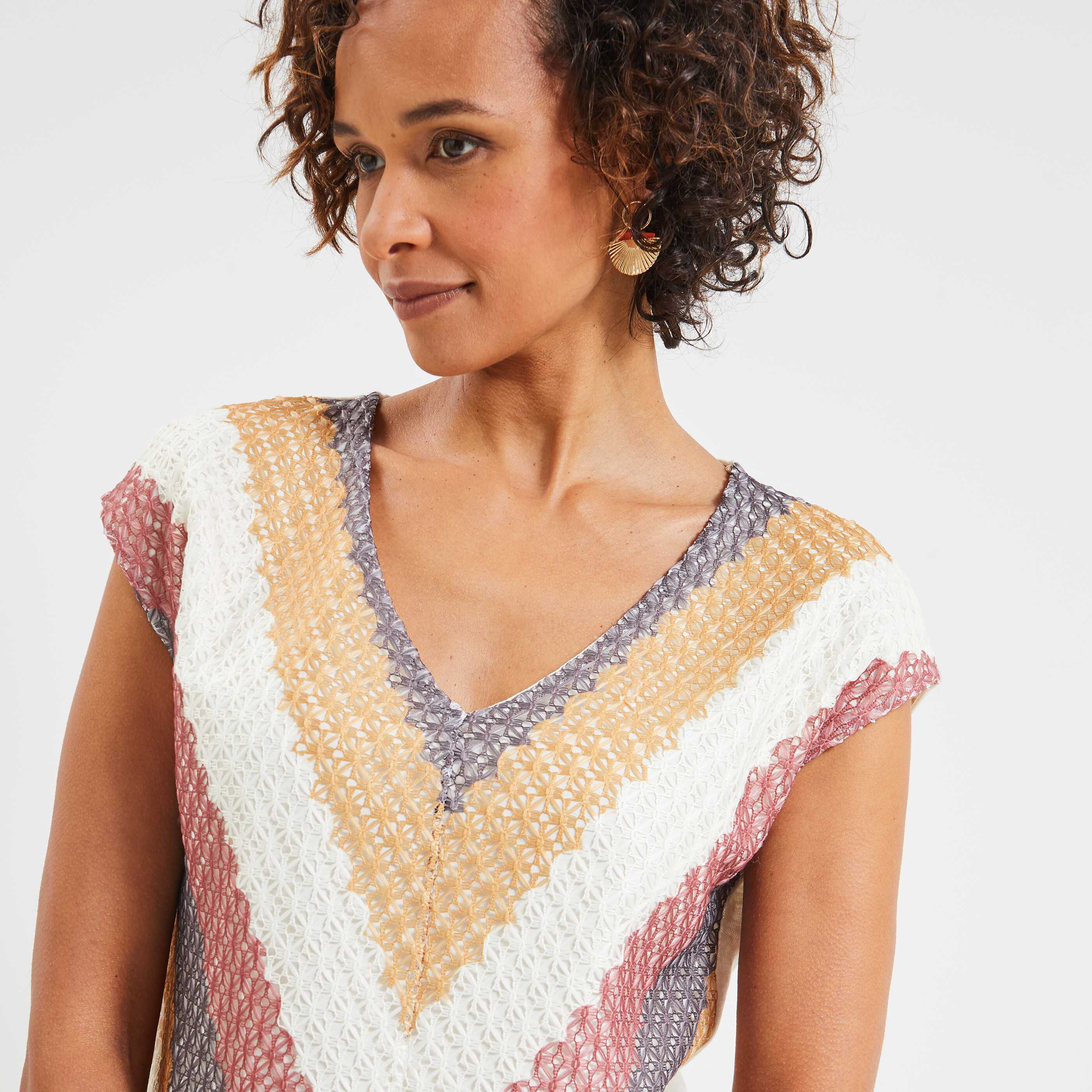 Tshirt crochet femme - ECRU