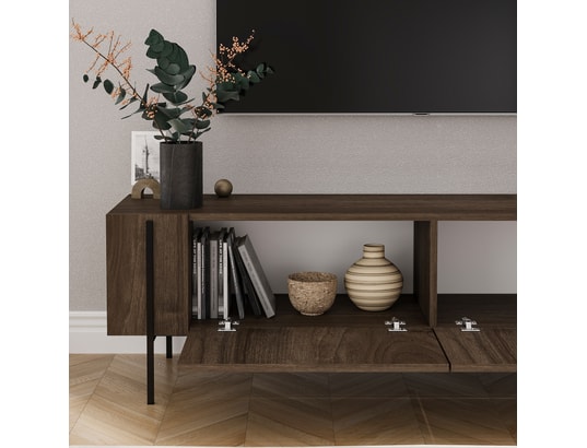 CONCEPT1 - Meuble TV Herman - Noyer 160 x 45,6 x 31,4