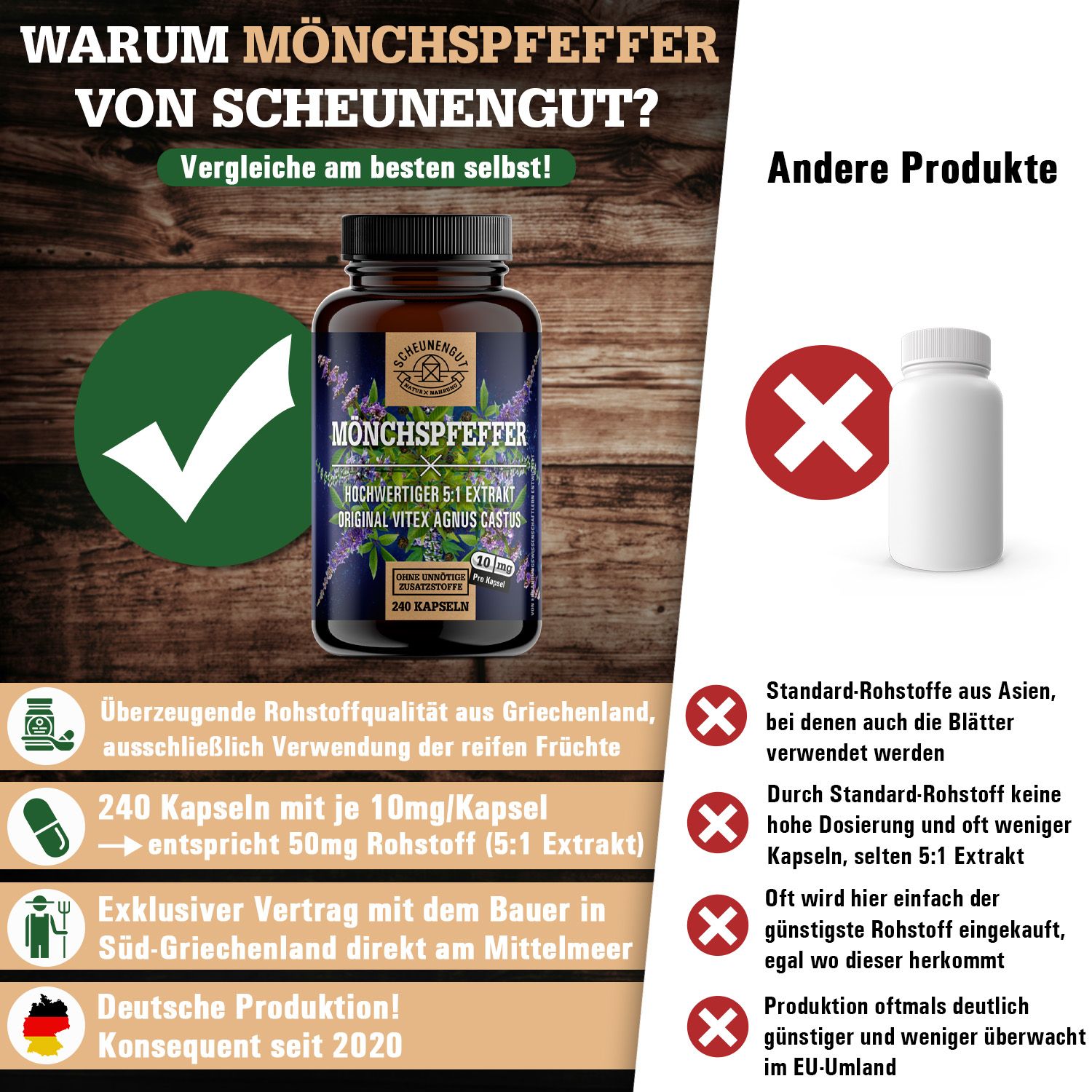 Scheunengut® Mönchspfeffer | hochdosierter 5:1 Extrakt Vitex Agnus Castus
