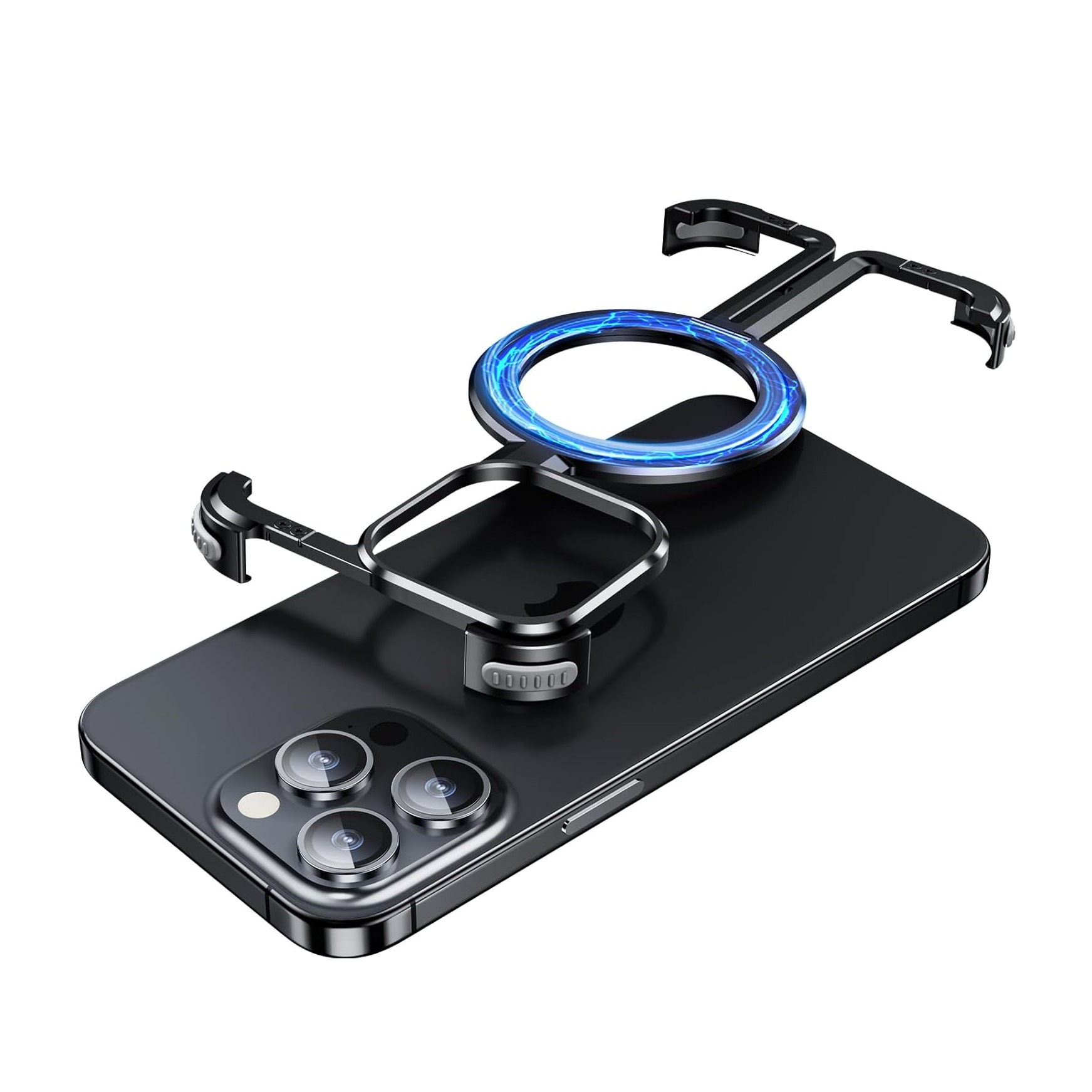 iPhone 15 Pro MagSafe Alu Slim Case Hülle mit Rahmenlosen Bumper - Schwarz