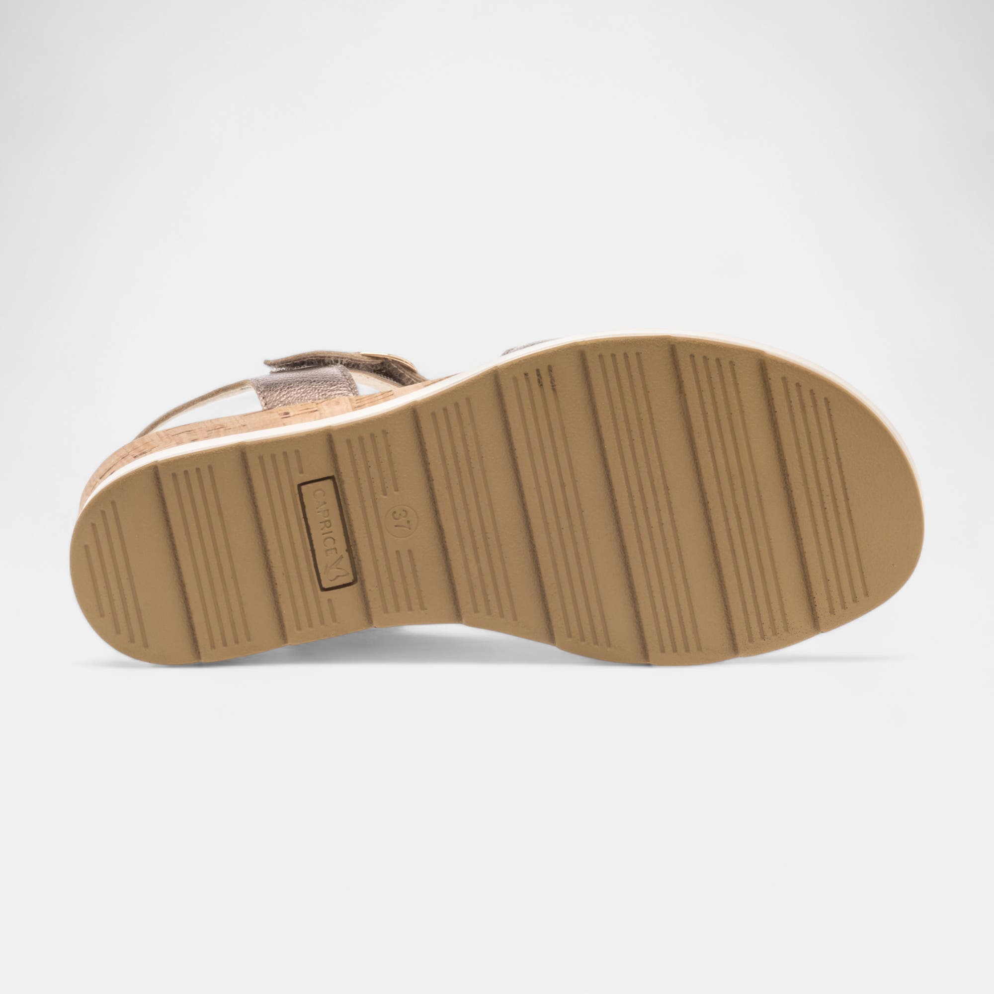 Sandales à talon compensé Femme en cuir taupe