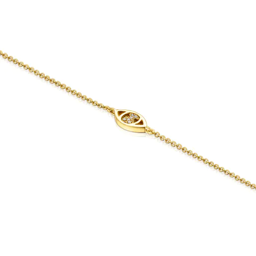 Pulseira TOUS Good Vibes em ouro e diamante com formato de olho.