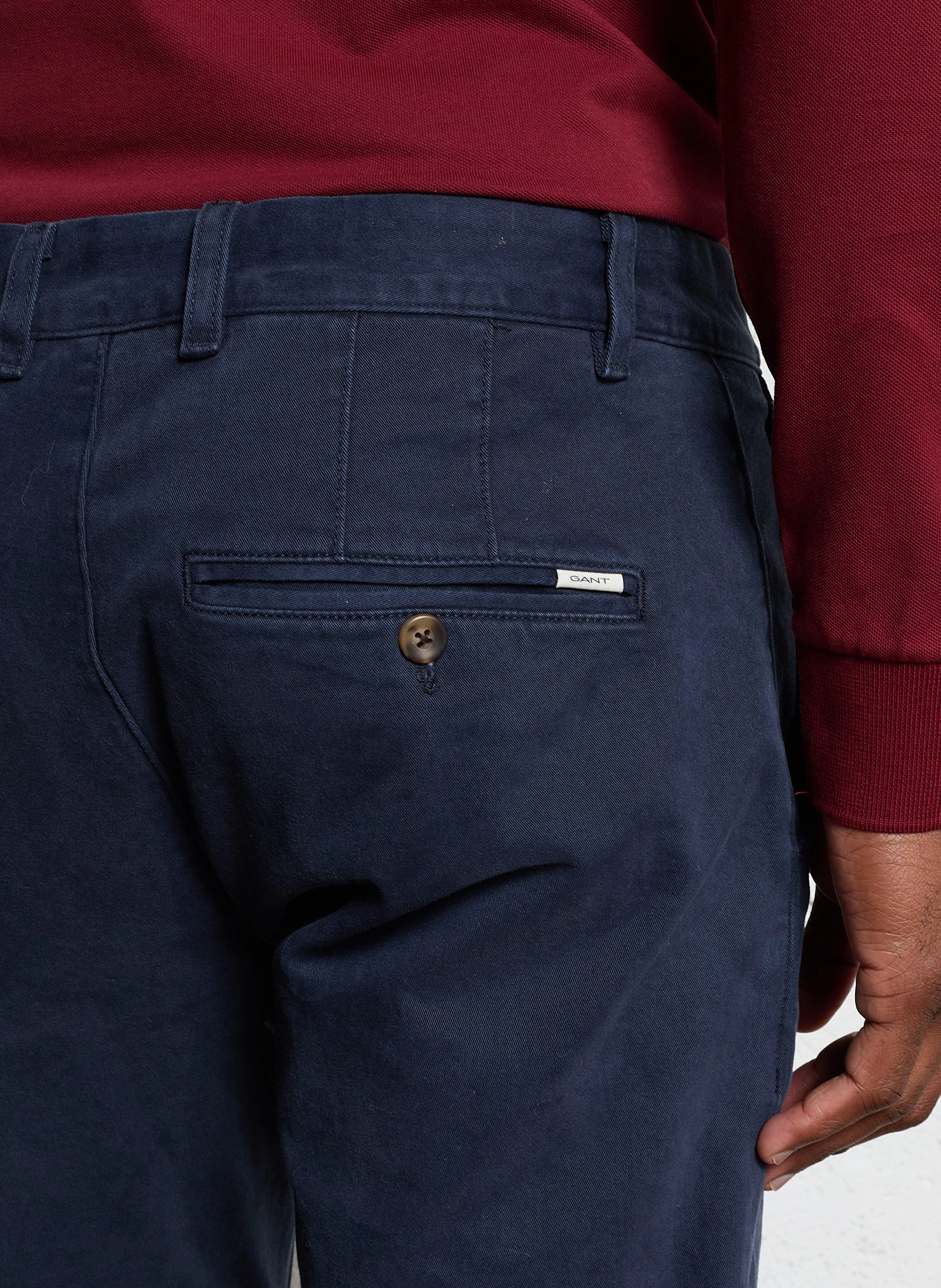Pantalon slim en coton mélangé | Bleu