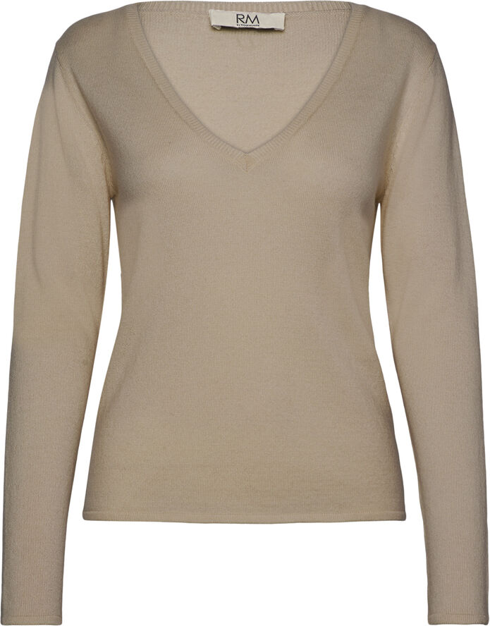 RM by Rosemunde RMWSofia wool LS V-neck knit Light sand melange