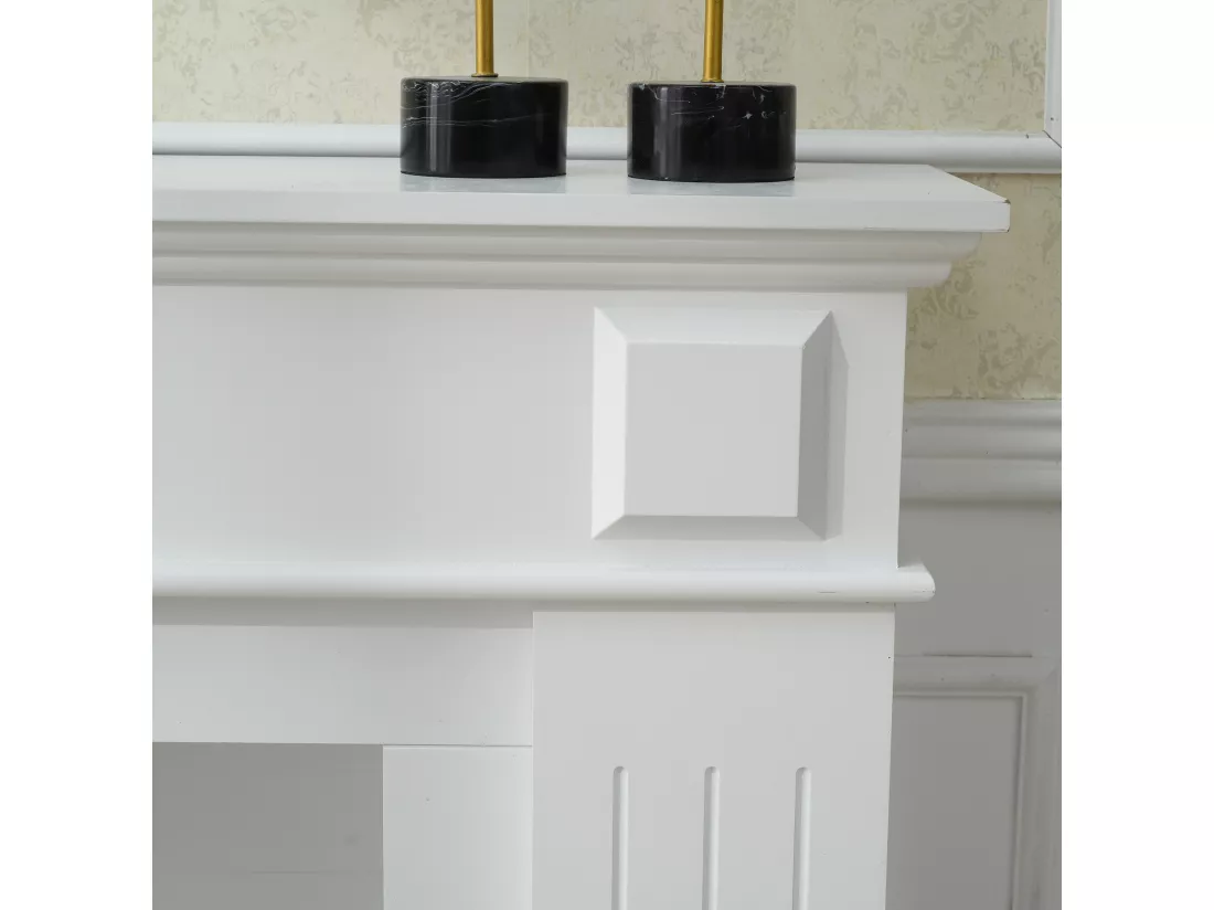 Cadre Decoratif Cheminée Decorative Bois Blanc 100x109x26