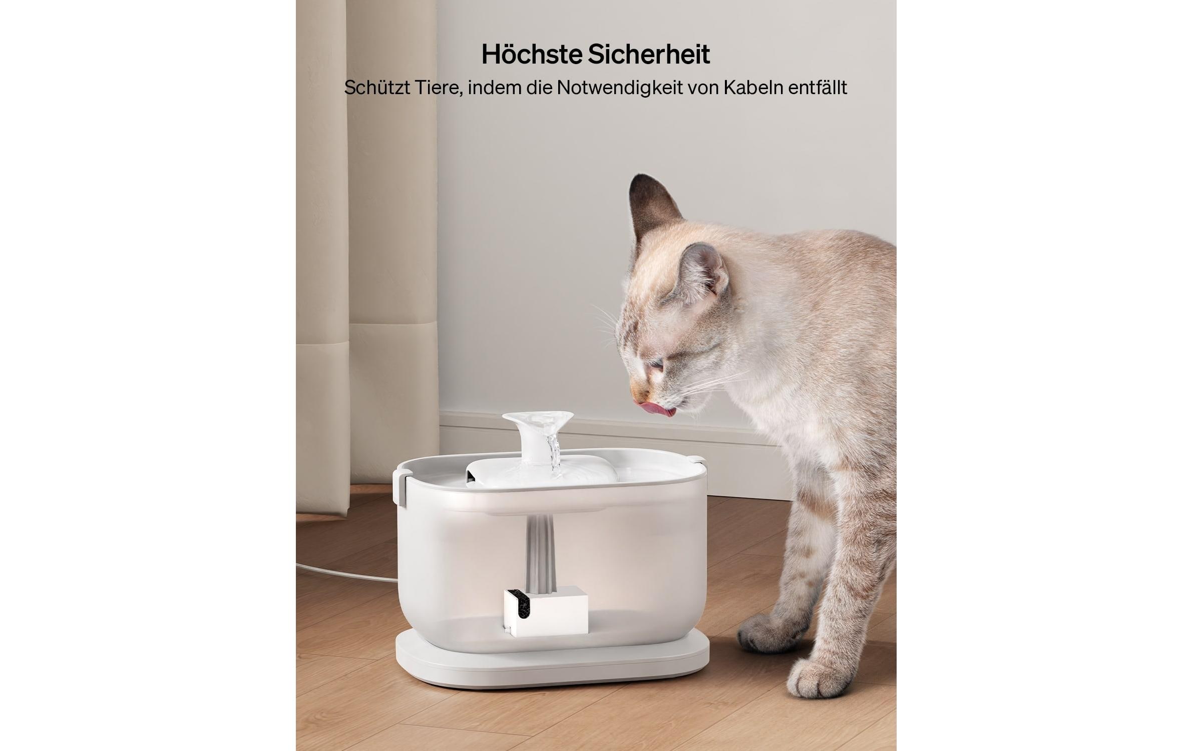 Dockstream kabellose Wasserfontäne WeissKabelloser Petlibro Dockstream Trinkbrunnen mit Pumpe und Filter für Katzen und Hunde