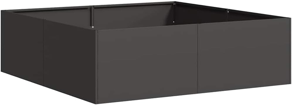 Generisch Kangmusi Pflanzkübel Schwarz 100x100x30 cm Stahl, Schwarz 860808