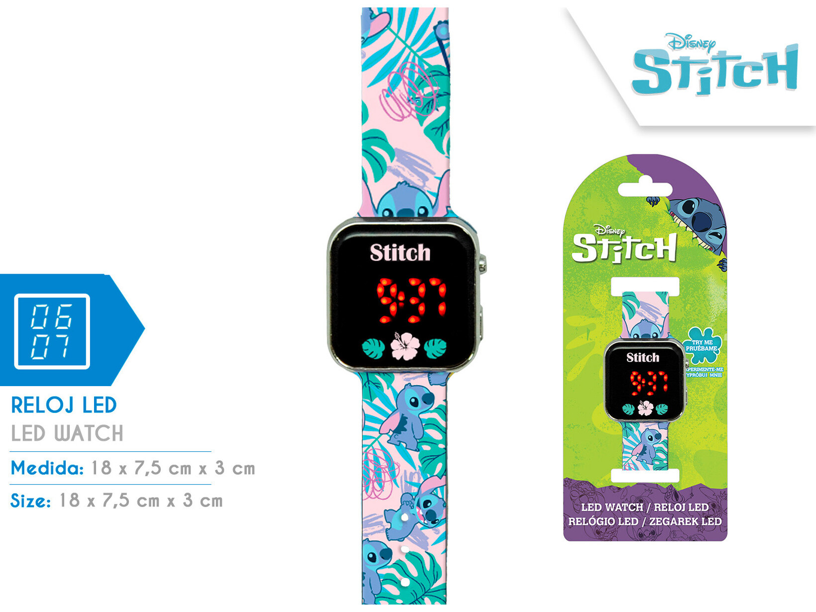 RELOGIO LED STITCH