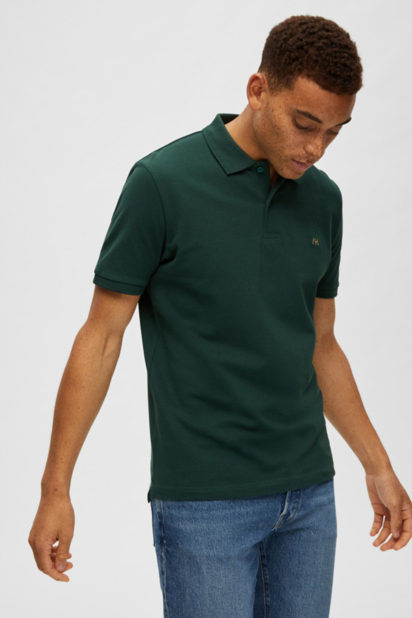 Camisa polo de algodão orgânico com logotipo bordado - Verde