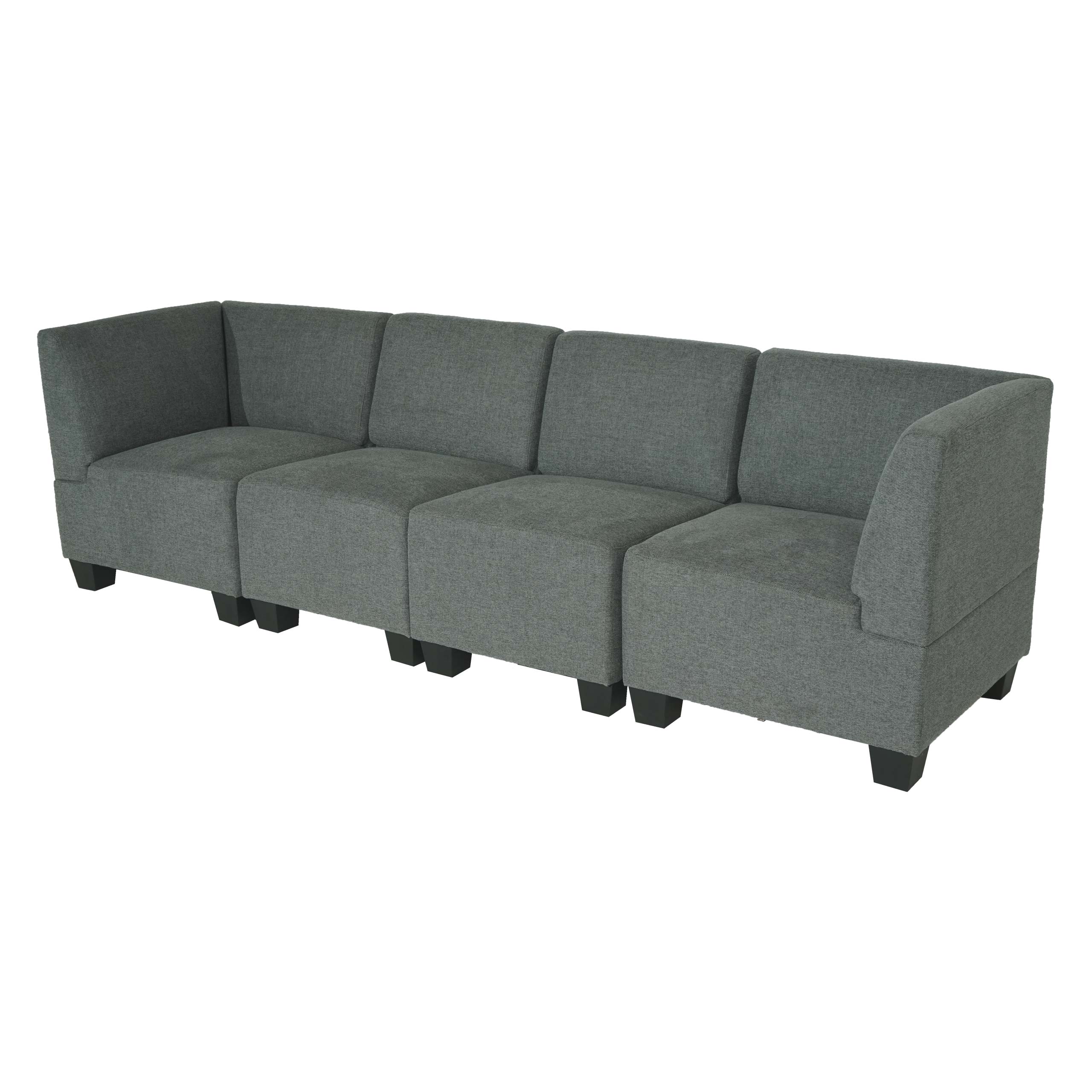 Modular 4-Sitzer Sofa Couch Moncalieri, Stoff/Textil ~ grau, hohe Armlehnen