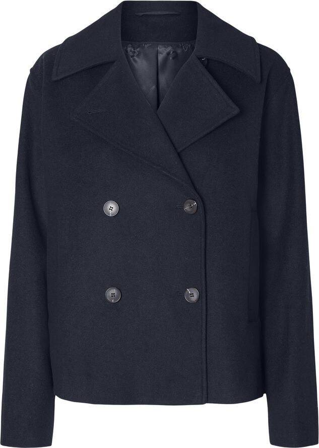 Selected Femme SLFALMA SHORT WOOL JACKET NOOS Mørkeblå