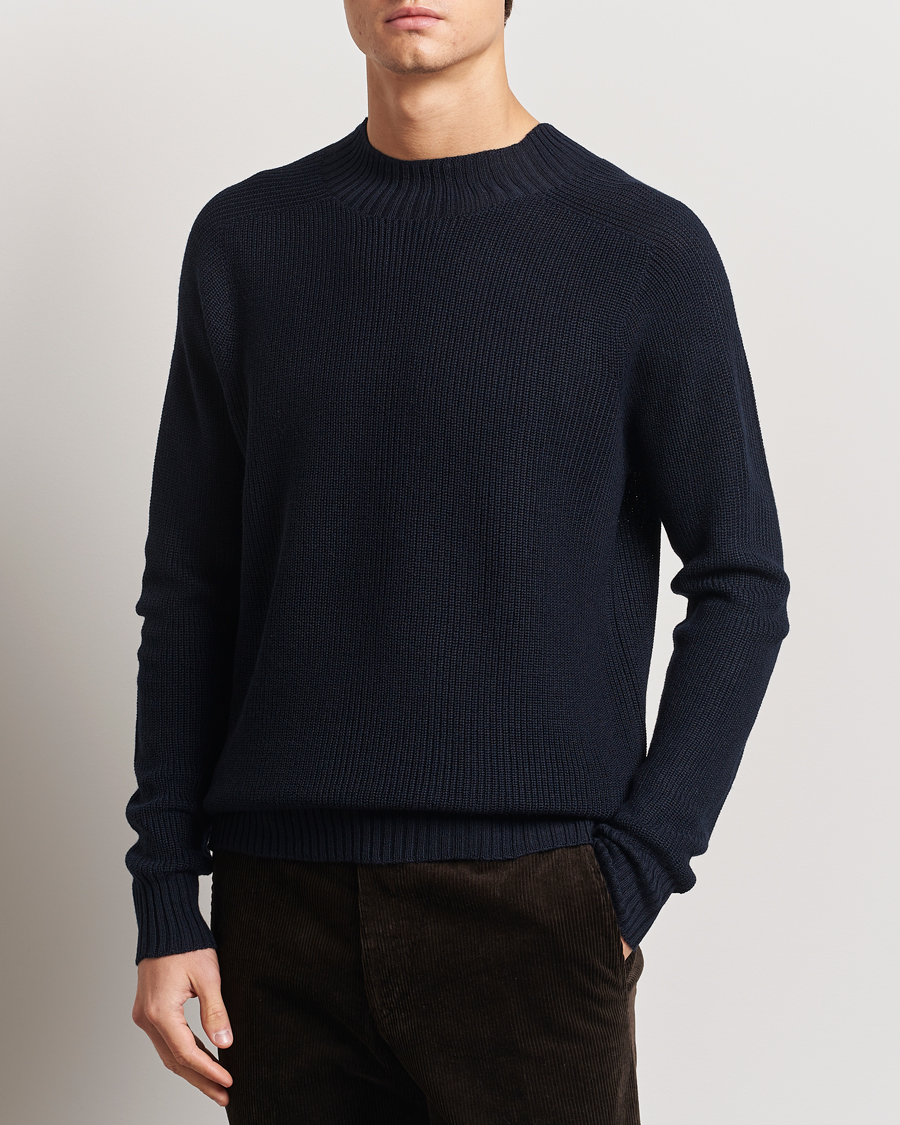 Oscar Jacobson Collins Knitted Wool Turtleneck Navy
