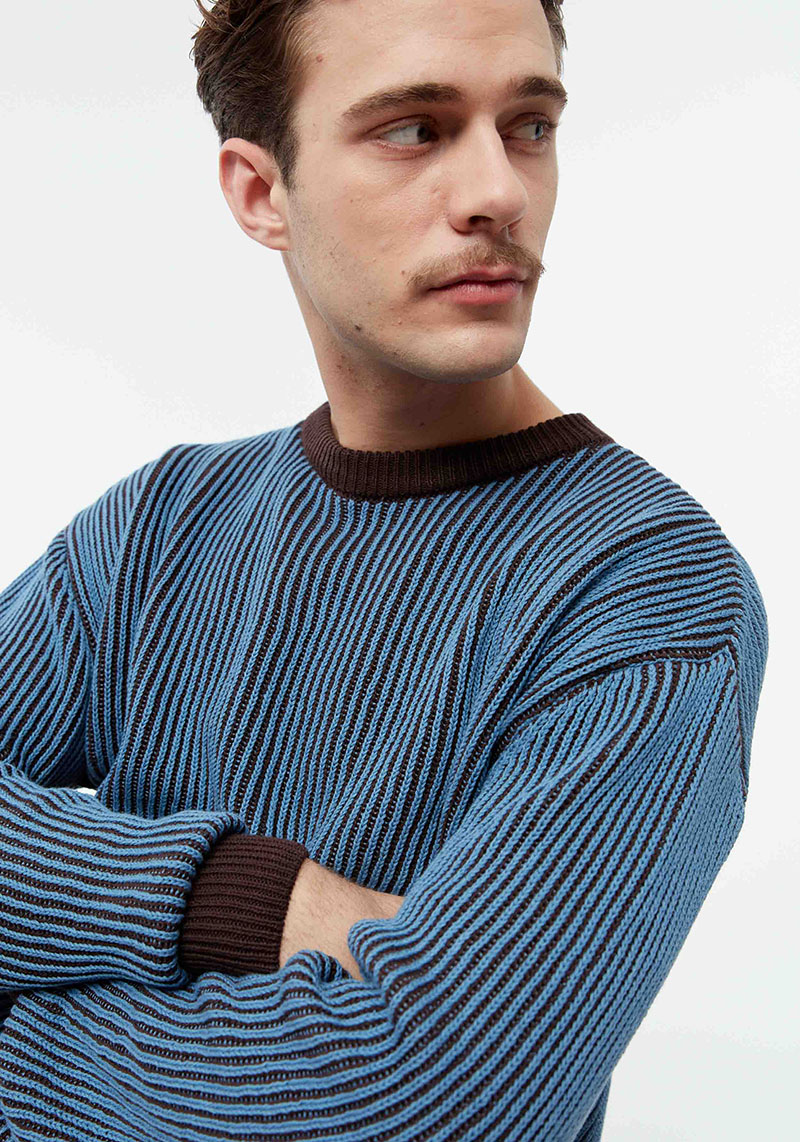 Givn Berlin Pullover GBBrendan Coffee Brown / Cloudy Blue (Stripes)
