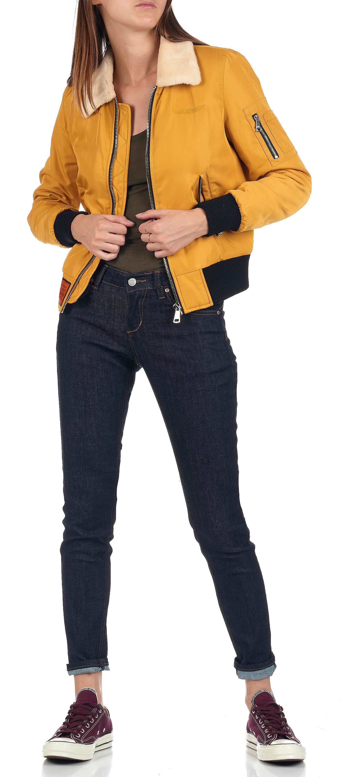 Bomber col classique droit | Jaune