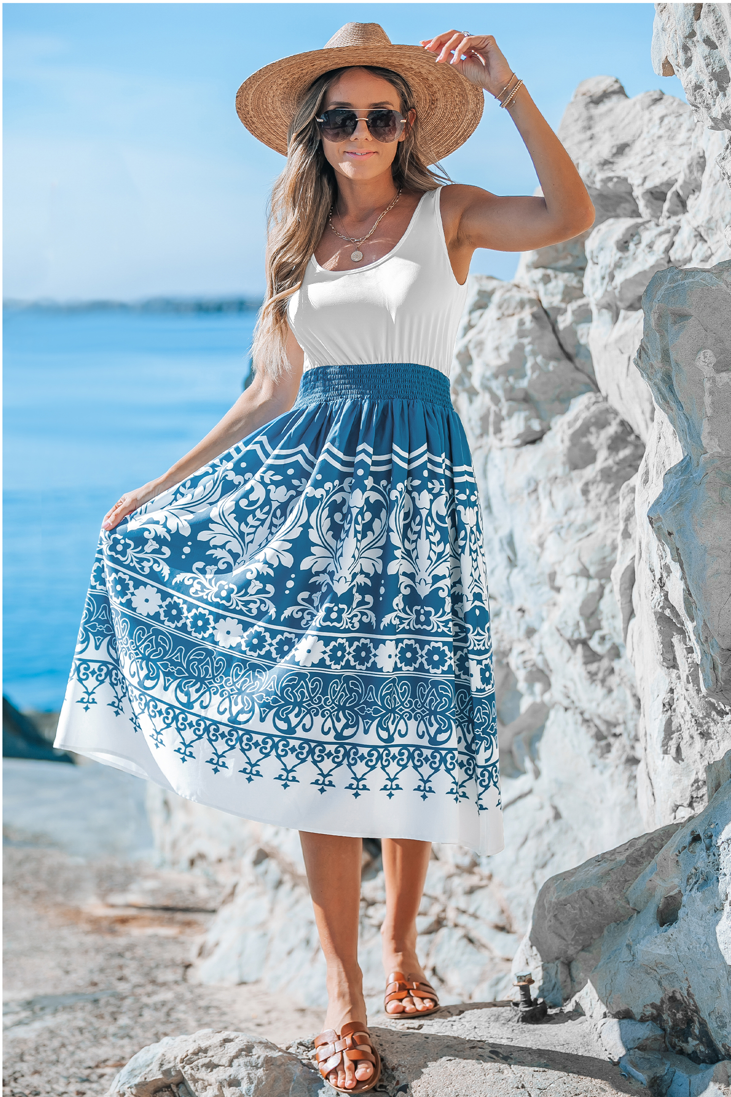 Robe mosaïque bleue