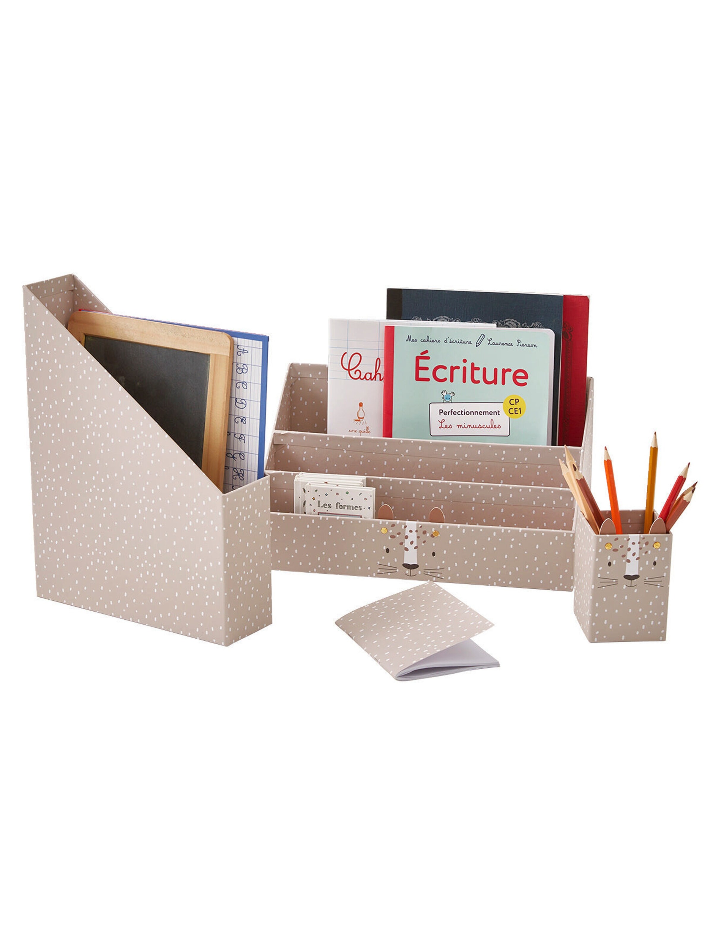 Vertbaudet Kinderzimmer Schreibtisch-Set TIGER pulver beige