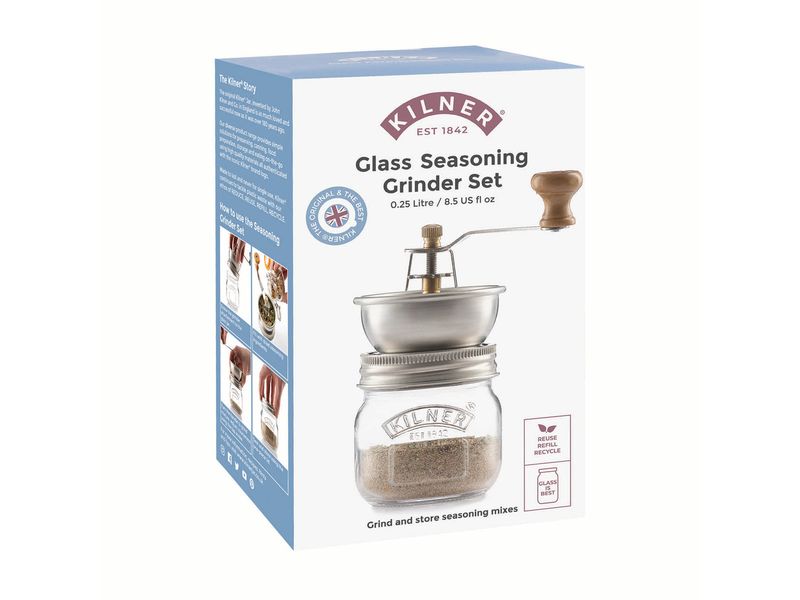 Kilner Multifunktions-Küchenmühle 250 ml, 1 Stück Küchenmühle inklusive Silikondeckel und Luftschloss