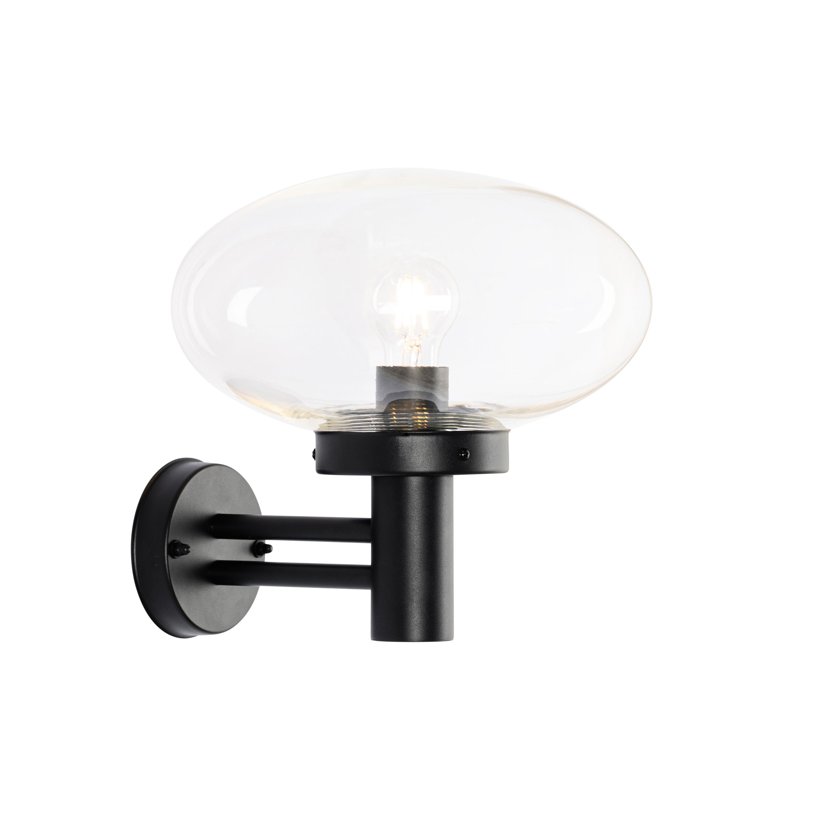 Moderne buiten wandlamp zwart met glas - Elly