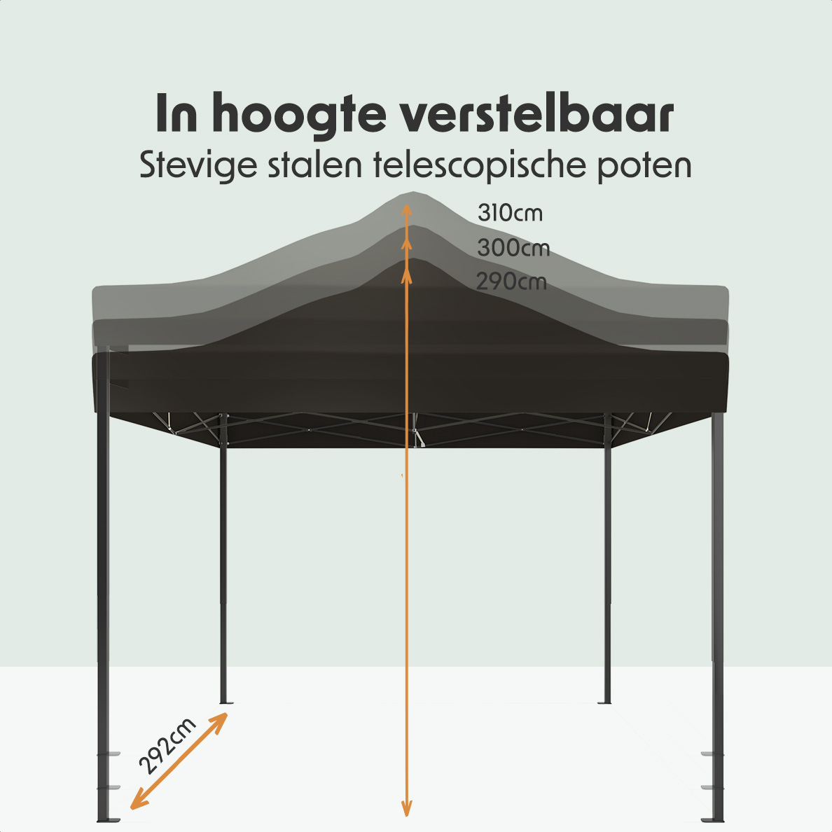 LifeGoods 3 x 3 meter partytent met zijwanden  - Anthracite