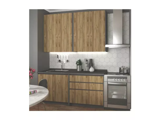 Cuisine design gris anthracite et aspect chêne BINGO