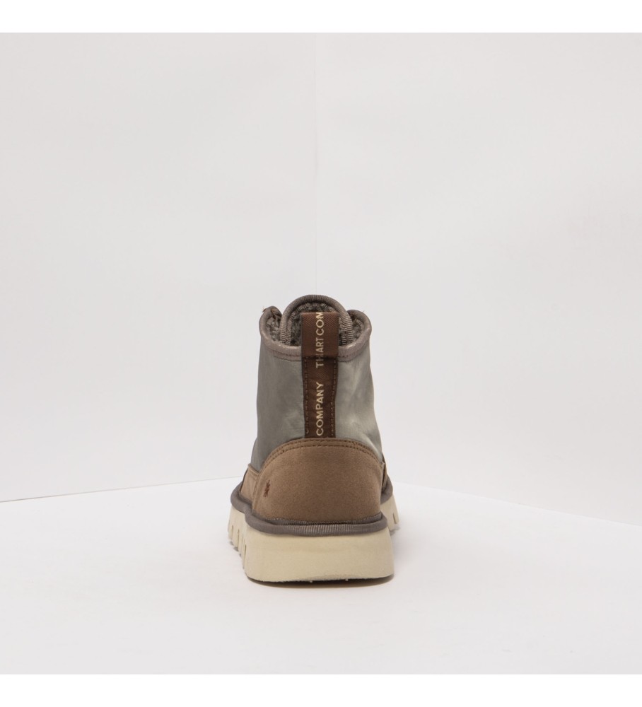 Botas de tornozelo em couro cinza artístico